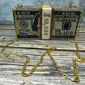 Crystal Money Diamond Evening Wedding Glitter Clutch Bag​